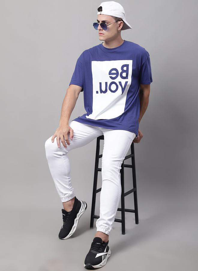 Take Two Men Navy Blue Graphic Print Oversized T-Shirt - Image 5