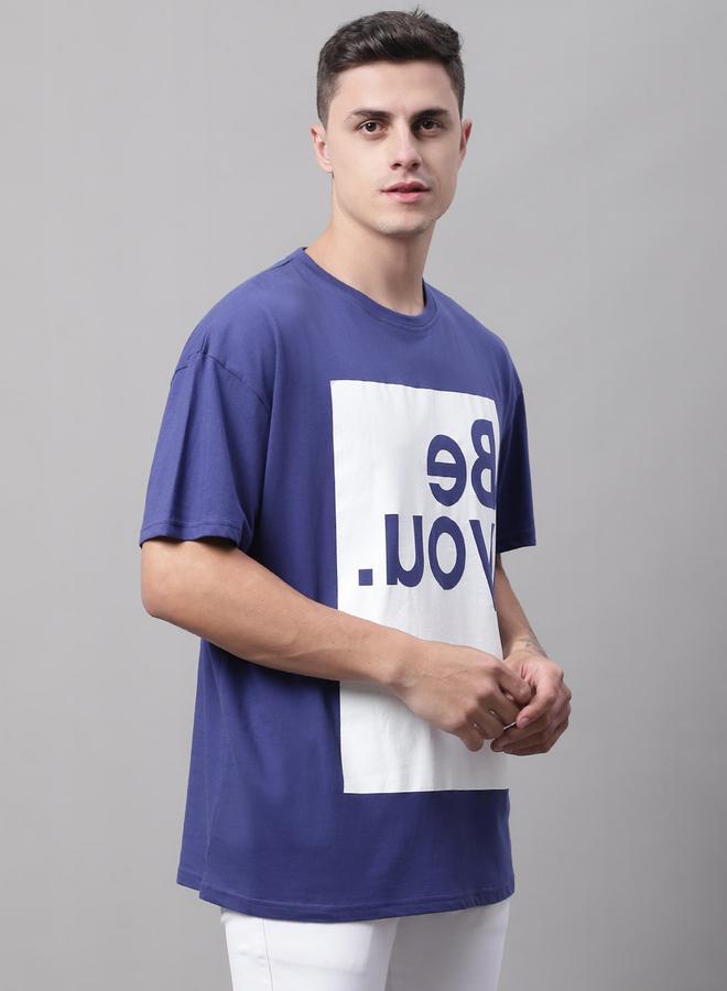 Take Two Men Navy Blue Graphic Print Oversized T-Shirt - Image 4