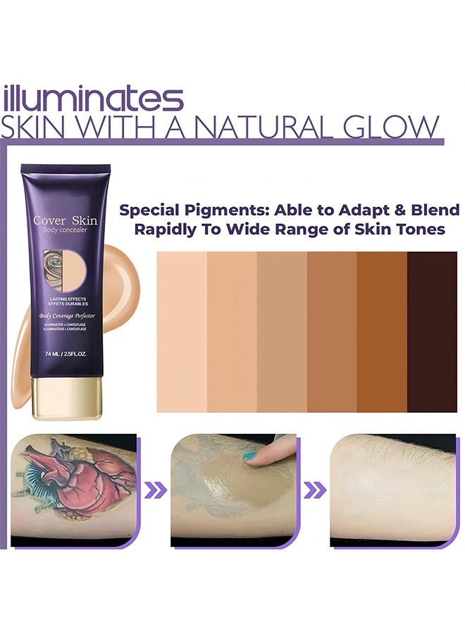 ويست اند مانث خافٍ للجسم مقاوم للماء لتغطية الجسم والتاتو والندوب، أساس بتغطية عالية، إشراقة طبيعية، مكياج للجسم مقاوم للنقل بحجم 74 مل - Image 3