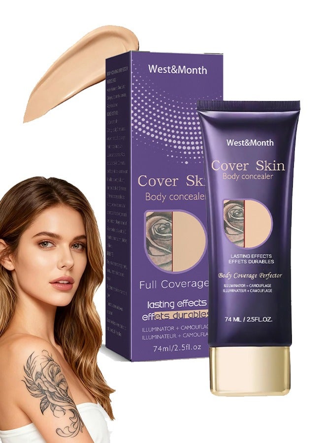 Waterproof Body Concealer For Body,Tattoo And Scar Cover Foundation,Natural Radiance, High Coverage, Transfer Resistant Body Makeup 74ml