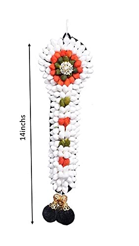 Daedal crafters Artificial White Jasmine Bud Jadai with Kunjam Traditional Hair Accessory for Bharatanatyam, Brides (14 Inches) - Image 2