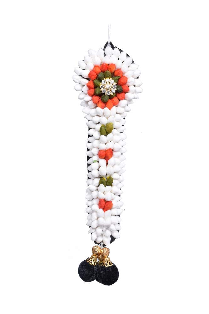 Daedal crafters Artificial White Jasmine Bud Jadai with Kunjam Traditional Hair Accessory for Bharatanatyam, Brides (14 Inches) - Image 5