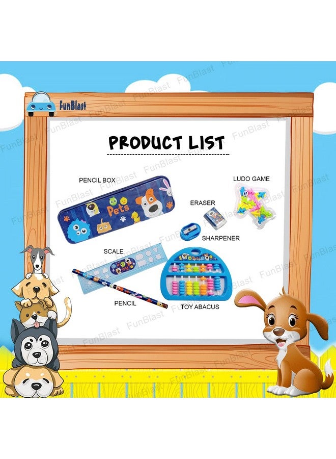 FunBlast Kawaii Stationery Set for Kids - Stationery Return Gifts for Kids, Student Stationery Set Pencil Box, Ruler, Eraser, Sharpener with Ludo and Toy Abacus, Birthday Gifts (Pet) - Image 2