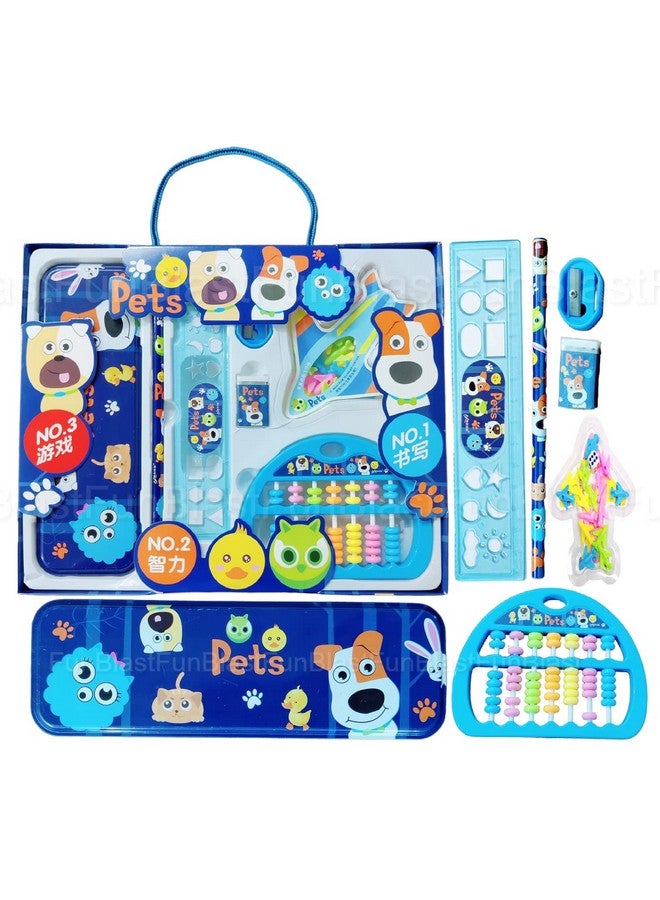 FunBlast Kawaii Stationery Set for Kids - Stationery Return Gifts for Kids, Student Stationery Set Pencil Box, Ruler, Eraser, Sharpener with Ludo and Toy Abacus, Birthday Gifts (Pet) - Image 1