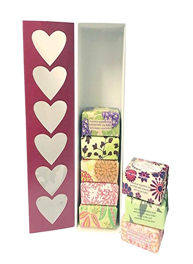 Jolitee French Milled Botanical Soap Sampler Set of 9 - Individually Wrapped Vegetable-Based Mini Soaps with Essential Oils, Shea Butter, and Natural Extracts (Valentine's Day) - Image 1