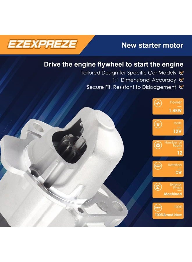 E EZEXPREZE Ezexpreze 17986 New Starter Replacement for Chevy Traverse 09-17, GMC Acadia 07-16, Buick Enclave Lacrosse, Cadillac SRX XTS STS, Impala 12-20, Pontiac Saturn Suzuki 3.0L 3.6L V6 Engine OE#: 12645298 - Image 3