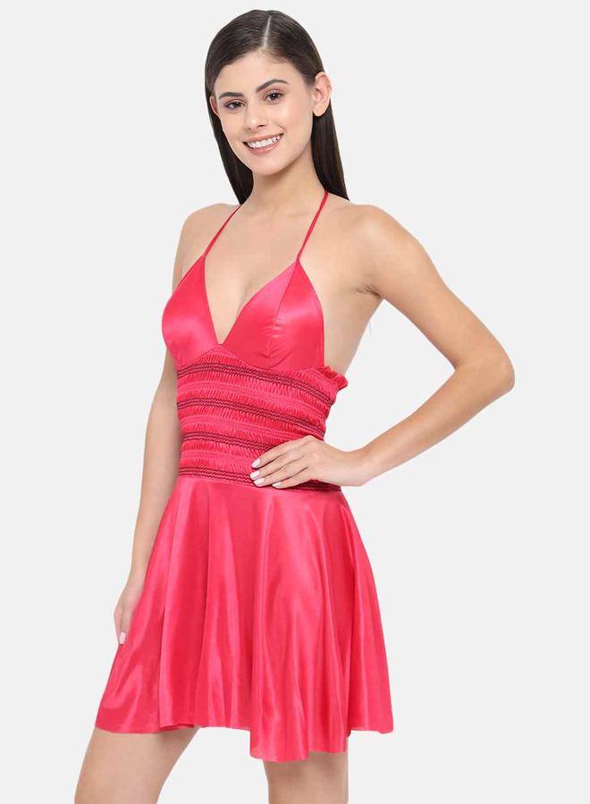 Take Two Shirred Halter Neck Satin Babydoll By KLAMOTTEN - Image 4