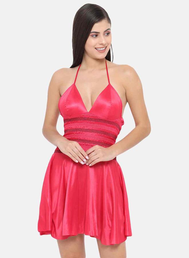 Take Two Shirred Halter Neck Satin Babydoll By KLAMOTTEN - Image 3