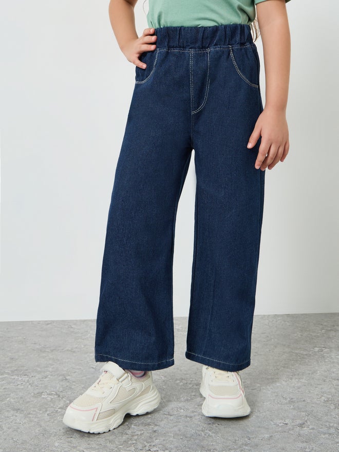 Styli Girls Dark Blue Straight Fit Jeans - Image 1