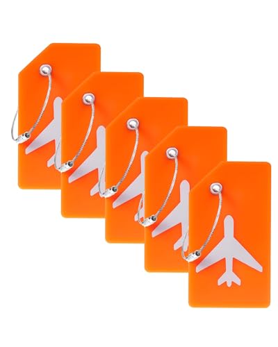 Gostwo 5 Pack Silicone Luggage Tag for Suitcases with Stainless Loop TSA Approved Privacy Protection Travel Essentials Bag Tags by Gostwo Orange - Image 1
