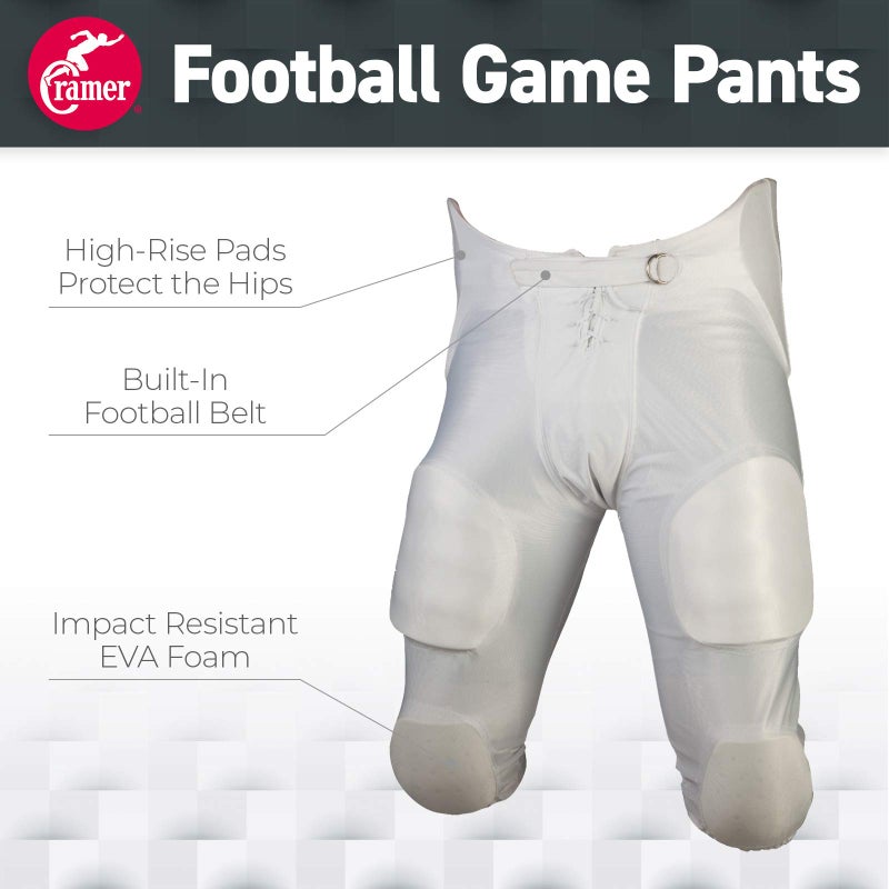 Cramer Adult-Unisex's Football-Pants, White, Medium - Image 2