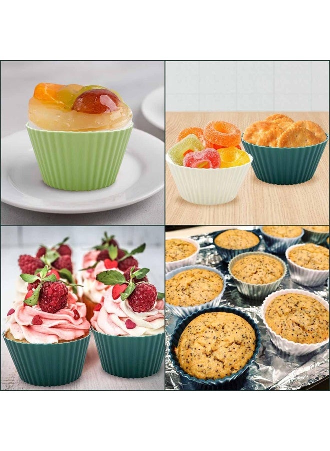 24 Pack Silicone Baking Cups Reusable Muffin Liners Non-Stick Cup Cake Molds Set Cupcake Silicone Liner Standard Size Silicone Cupcake Holder Silicon Cups for Baking Bpa free - Image 2