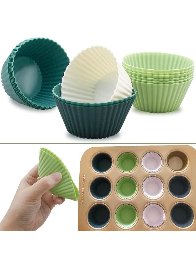 24 Pack Silicone Baking Cups Reusable Muffin Liners Non-Stick Cup Cake Molds Set Cupcake Silicone Liner Standard Size Silicone Cupcake Holder Silicon Cups for Baking Bpa free - Image 5