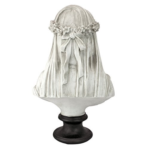 Design Toscano Veiled Maiden Indoor Bust Statue, 9 Inch Wide, 14 Inch Tall, Cast Stone Resin, Antiqued White Finish with a Black Painted Base - Image 4