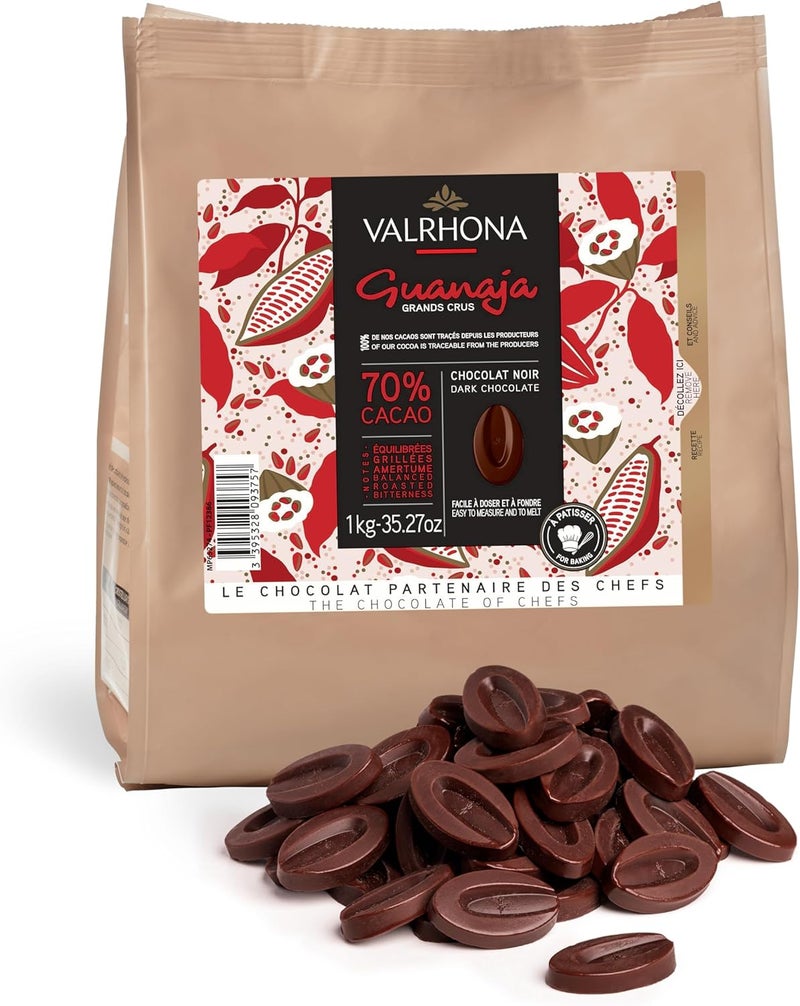 VALRHONA أقراص الشوكولاتة الداكنة فالروهنا غوانجا 70% للخبز - 1 كجم - Image 1