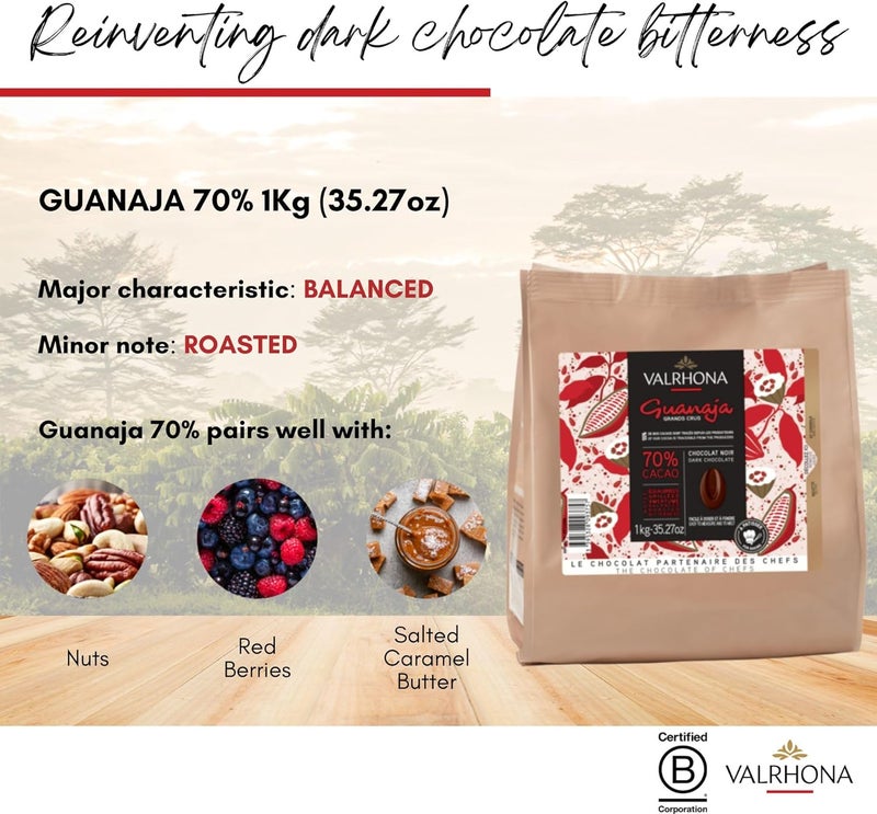 VALRHONA أقراص الشوكولاتة الداكنة فالروهنا غوانجا 70% للخبز - 1 كجم - Image 2