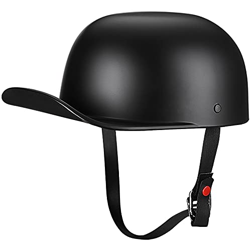 Yesmotor Baseball Motorcycle Helmet Half Cap for Bike Cruiser Chopper Moped Scooter Dot Approved Matte Black M - Image 3