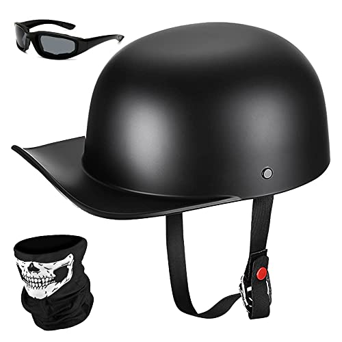 Yesmotor Baseball Motorcycle Helmet Half Cap for Bike Cruiser Chopper Moped Scooter Dot Approved Matte Black M - Image 1