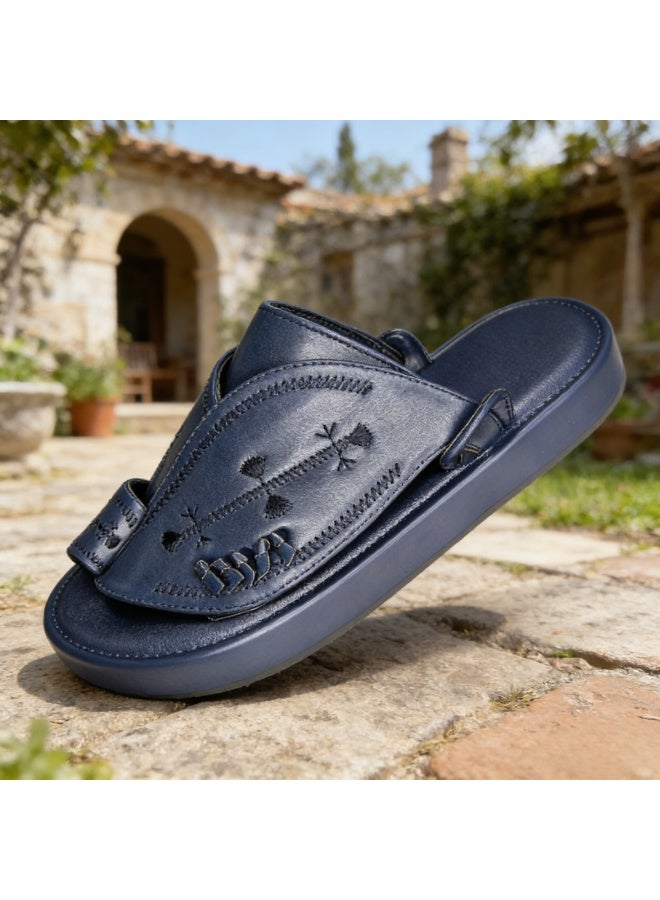 Men's Flat And Comfortable Slippers In The Arabic Style, Casual Slippers That Are Easy To Wear, Hand-Embroidered Slippers With A Unique Design. - Image 3