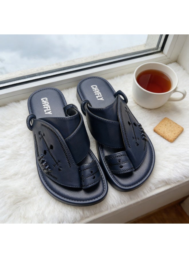 Men's Flat And Comfortable Slippers In The Arabic Style, Casual Slippers That Are Easy To Wear, Hand-Embroidered Slippers With A Unique Design. - Image 1
