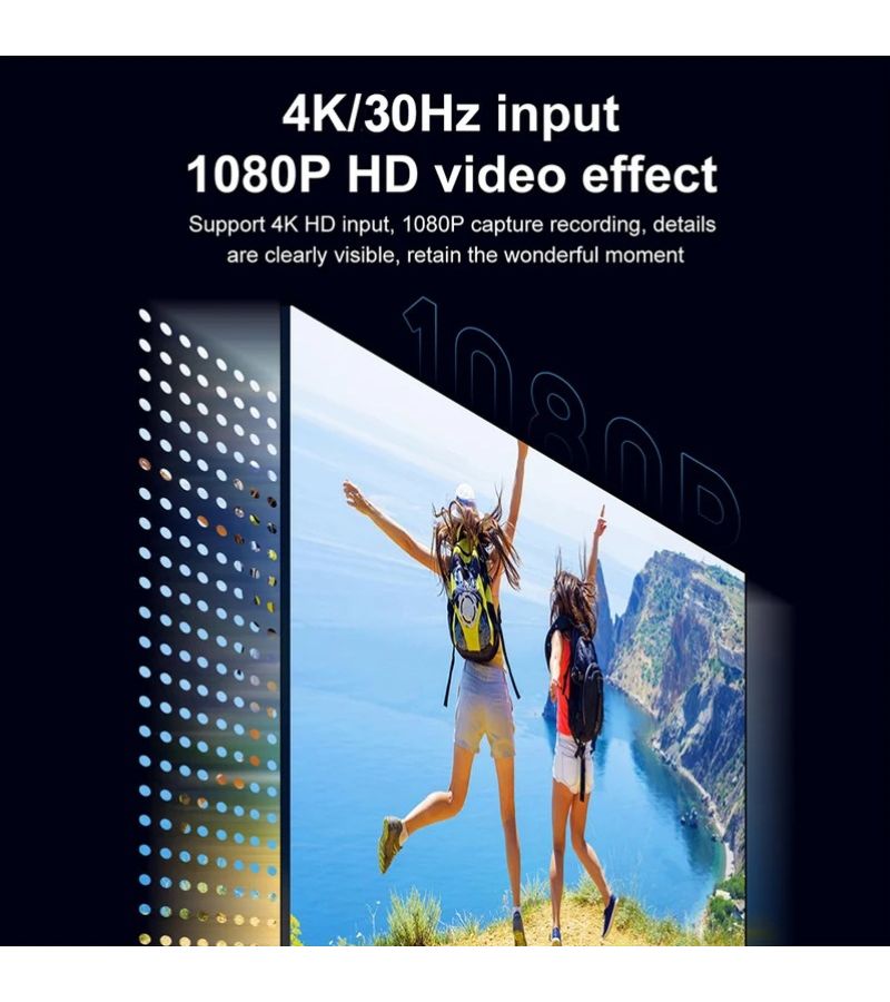 بطاقة التقاط فيديو بتقنية USB 2 في 1 باللون الرمادي بدقة 4K لتسجيل ألعاب التلفزيون عالي الوضوح لأجهزة PS4 وPS5 للبث المباشر - Image 3