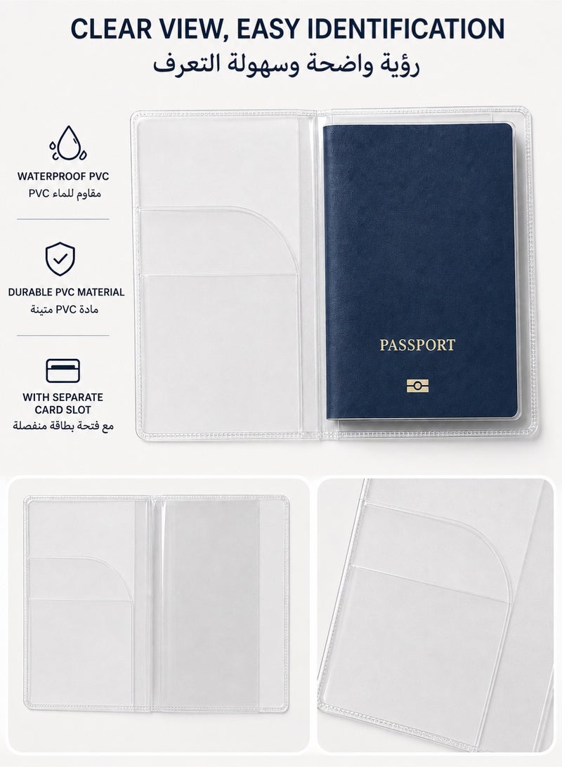 LVON 2-Piece Passport Holder Set, RFID Passport Wallet with Card & Boarding Pass Slots + Transparent Waterproof PVC Passport Cover, Travel Essentials for Women & Men(Blue) - Image 5