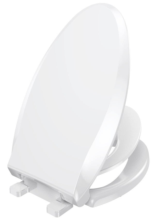 YASFEL Toilet Seat with Toddler Toilet Seat Built in, Plastic, Elongated Slow Close with Magnets For Potty Training For Kids & Adults (White, 18.5”) - Image 1