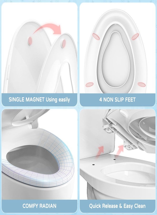 YASFEL Toilet Seat with Toddler Toilet Seat Built in, Plastic, Elongated Slow Close with Magnets For Potty Training For Kids & Adults (White, 18.5”) - Image 4