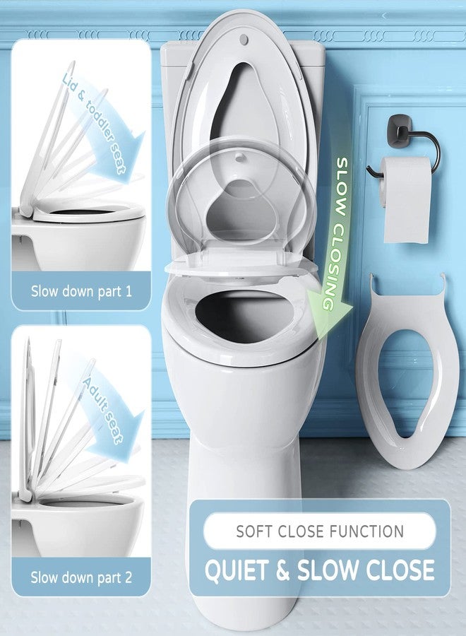 YASFEL Toilet Seat with Toddler Toilet Seat Built in, Plastic, Elongated Slow Close with Magnets For Potty Training For Kids & Adults (White, 18.5”) - Image 3