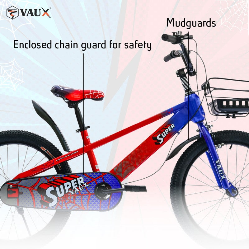 Vaux Super 20-Inch Kids Bike | 20-Inch Wheel Size | Adjustabe Seat | With Basket |Blue/Red Color - Image 3