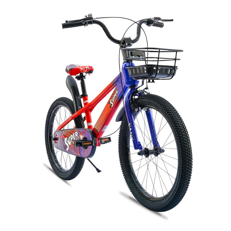 Vaux Super 20-Inch Kids Bike | 20-Inch Wheel Size | Adjustabe Seat | With Basket |Blue/Red Color - Image 2