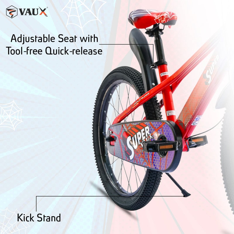 Vaux Super 20-Inch Kids Bike | 20-Inch Wheel Size | Adjustabe Seat | With Basket |Blue/Red Color - Image 4