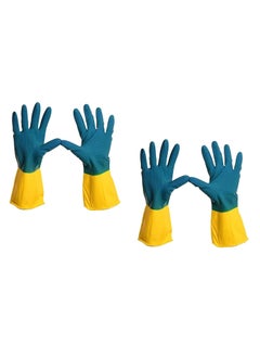 MR. GLOVE MR GLOVE Natural Latex Super Elastic Industrial Gloves Heavy duty Household Cleaning Gloves BLUEYELLOW2 pairsLarge 