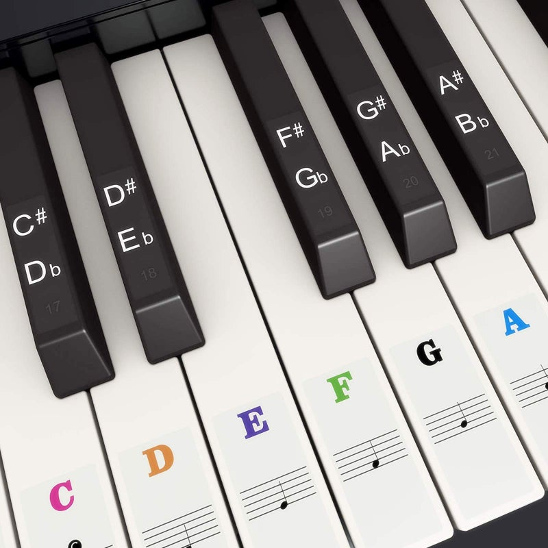 Fansjoy Piano Keyboard Stickers for 88/61/54/49/37 Key, Bold Large Letter Piano Key Stickers for Learning, Removable Piano Note Labels for Beginners and Kids, Multicolor - Image 1
