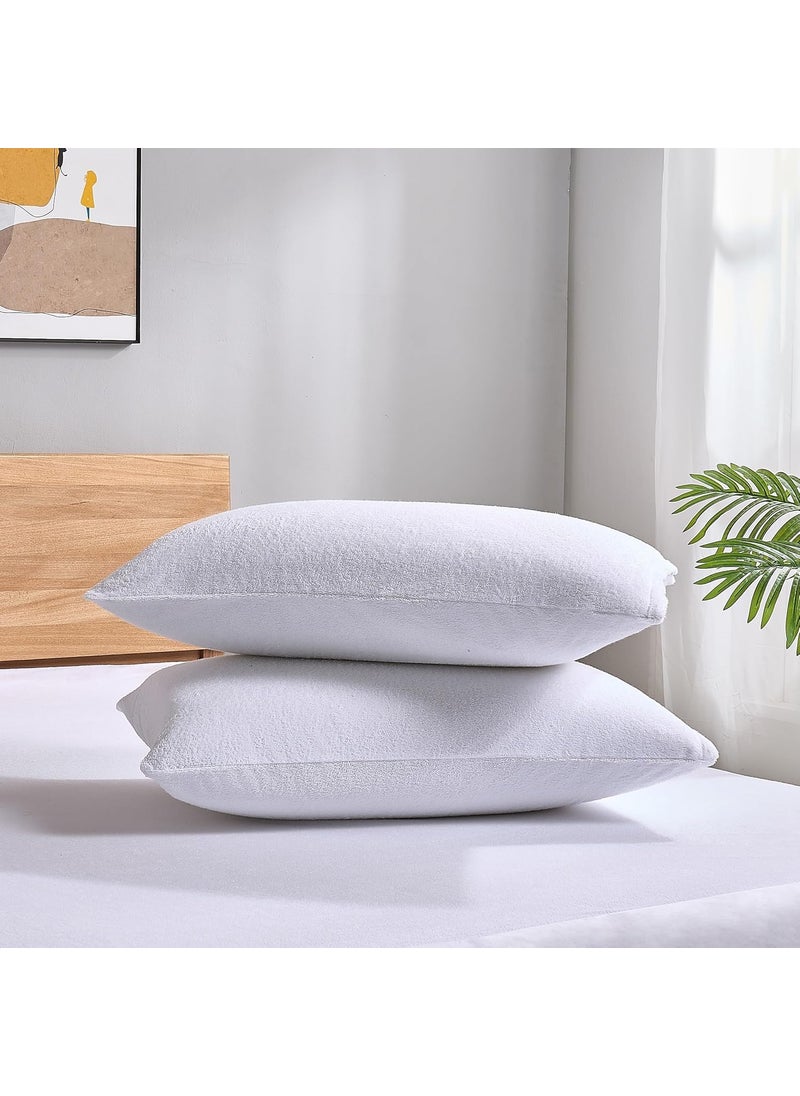 YORA HomeStyle Waterproof Pillow Protector Cover White Set of 2  - Image 1