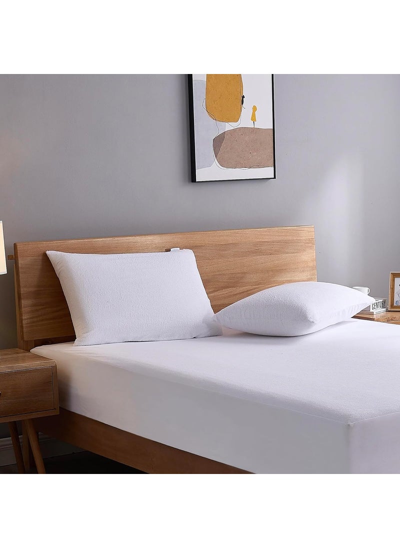 YORA HomeStyle Waterproof Pillow Protector Cover White Set of 2  - Image 2