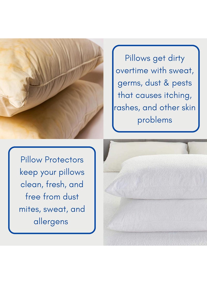 YORA HomeStyle Waterproof Pillow Protector Cover White Set of 2  - Image 5