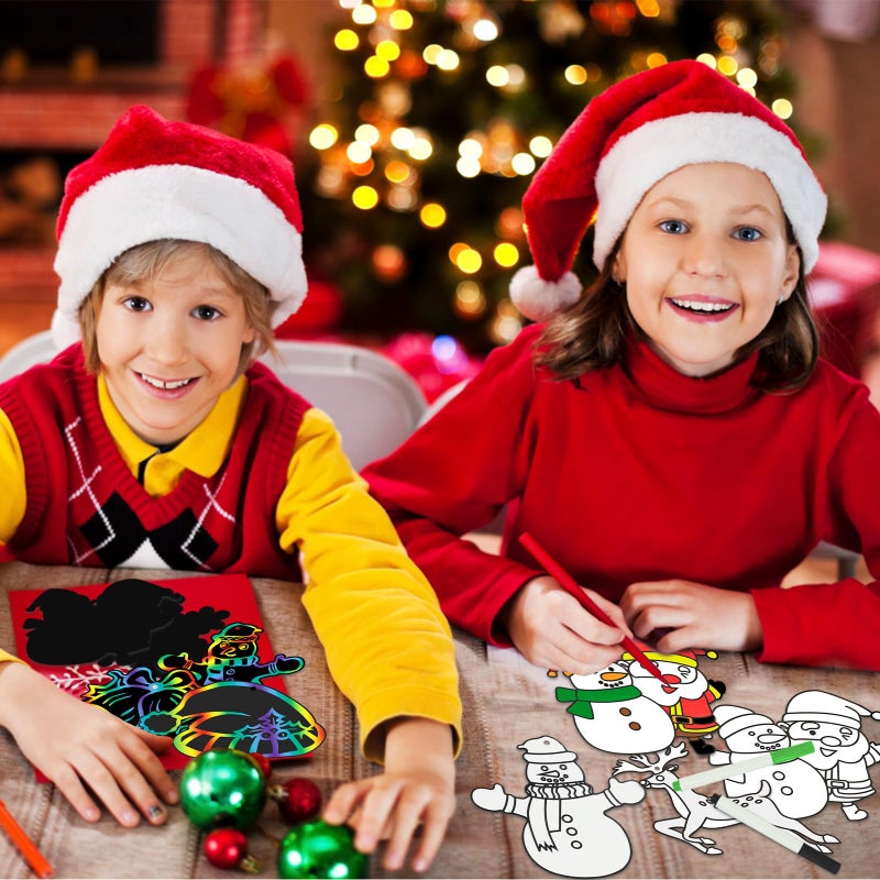 Max Fun Christmas Crafts Scratch Art for Kids, 48PCS Magic Rainbow Scratch Off Paper Cards, Christmas Ornaments Hanging Art for Kids Party Favors Supplies, Stocking Stuffers Educational Toys - Image 5