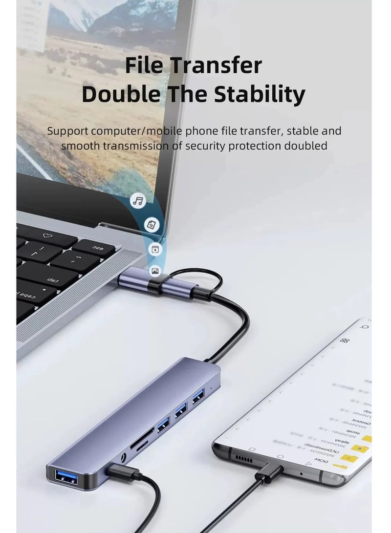 WEETOTUNG USB C+USB Type A Hub Expander  8 in 2 Multiport  Adapter with USB-C Ports USB 3.0 SD / TF Card Reader Compatible with MacBook Pro & Air Laptop iPhone Xiaomi Tablet and Other Type C Splitter MT-TC8002 - Image 5