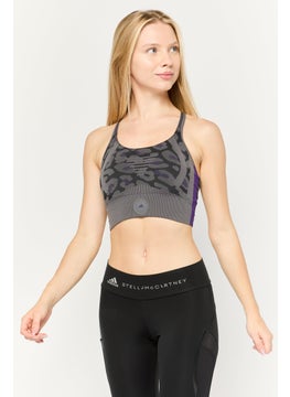 adidas By Stella McCartney Women Padded Brand Logo Training Sport Bra, Grey  - Image 1