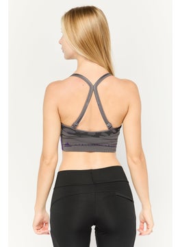 adidas By Stella McCartney Women Padded Brand Logo Training Sport Bra, Grey  - Image 4