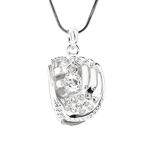 Spinningdaisy Silver Plated Hanging Softball with Baseball Glove Necklace - Image 1