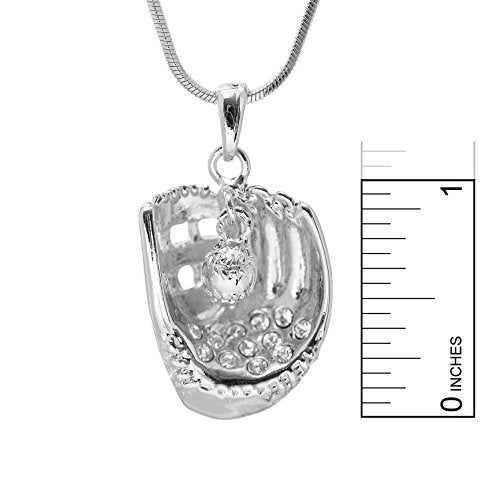 Spinningdaisy Silver Plated Hanging Softball with Baseball Glove Necklace - Image 4