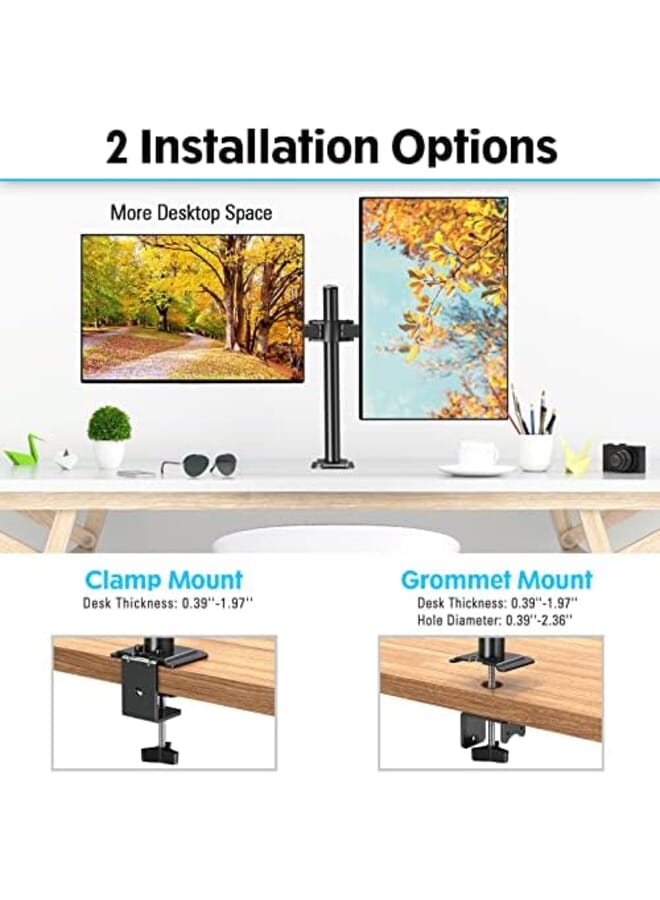 Dual Monitor Desk Mount Fully Adjustable Dual Monitor Arm For 2 Max 32 Inch Computer Screens Up To 19.8Lbs Dual Monitor Stand Fit Two Vesa 75X75 And 100X100 With C Clamp And Grommet Base Mu0002 - Image 3