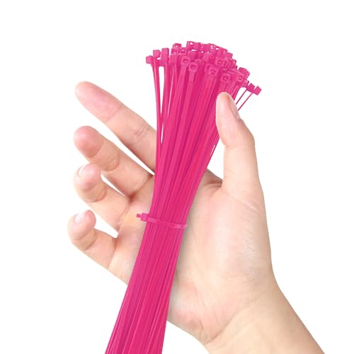 TORMEN 8 Inch Cable Ties, 18lbs Nylon Wire Zip Tie,Adjustable Assortment Cord Management for Home, Office, Gardening (Pink 100Pcs） - Image 1