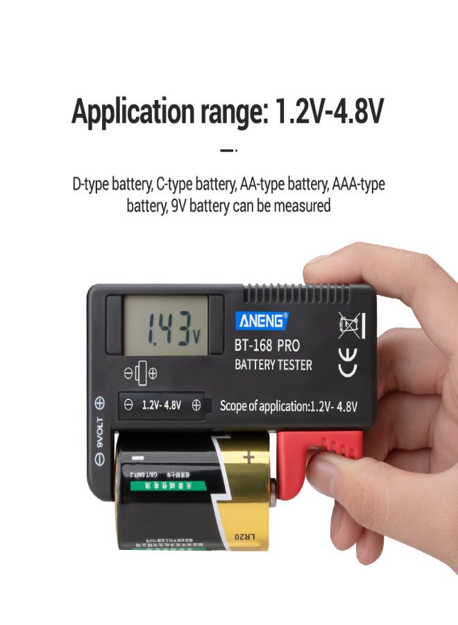 ANENG ANENG BT-168 PRO Battery Tester Digital-display Type Tester Battery Checker Battery Capacity Diagnostic Tool Universal Tester Checking D C AAA AA Button Battery - Image 2