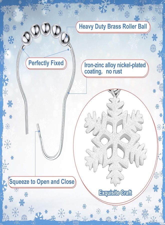 Woanger 12 Pack Winter Snowflake Shower Curtain Hooks Snowflake Shower Curtain Rings Stainless Steel Decorative Holiday Snow Sliding Hooks for Winter Bathroom Restroom Rods Wall Decor - Image 4