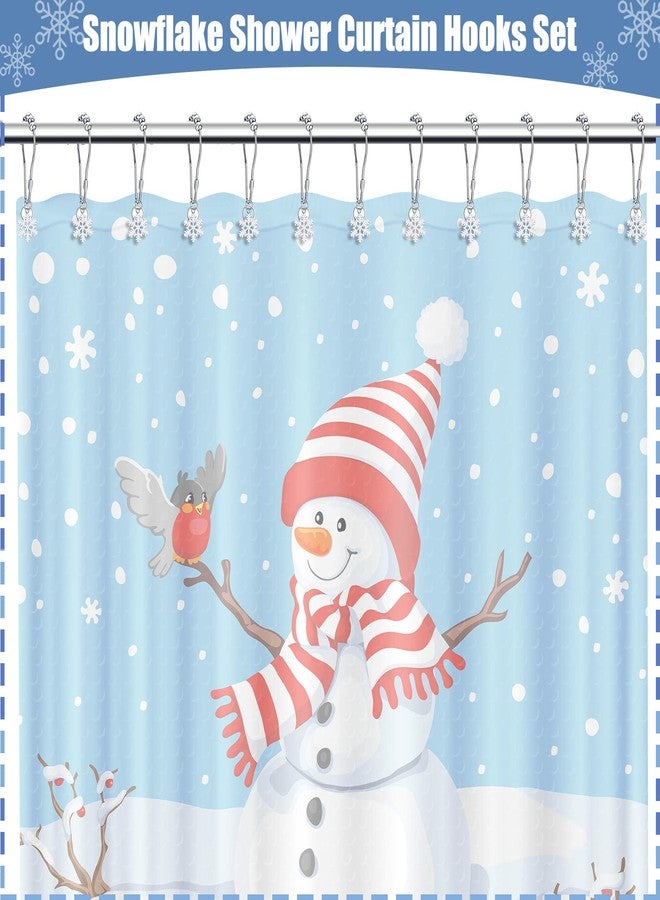 Woanger 12 Pack Winter Snowflake Shower Curtain Hooks Snowflake Shower Curtain Rings Stainless Steel Decorative Holiday Snow Sliding Hooks for Winter Bathroom Restroom Rods Wall Decor - Image 2