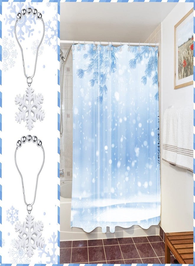 Woanger 12 Pack Winter Snowflake Shower Curtain Hooks Snowflake Shower Curtain Rings Stainless Steel Decorative Holiday Snow Sliding Hooks for Winter Bathroom Restroom Rods Wall Decor - Image 3