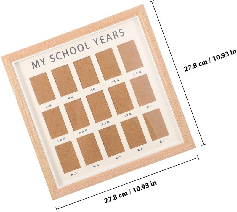 FRCOLOR School Years Picture Frame for Photo Holder Growth Record Collage Frame with Stand Easel Light Wood Grain Suitable for Newborns and School Memories - Image 2